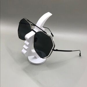 Verso Eyewear Blaze Silver Geometric Sunglasses w Cutouts 55-15-145